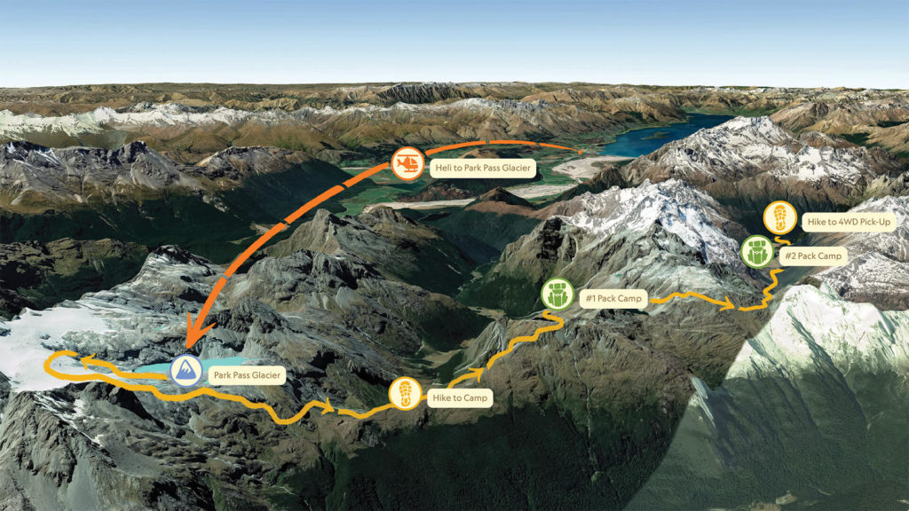 Map showing the Thick Ice Adventure route